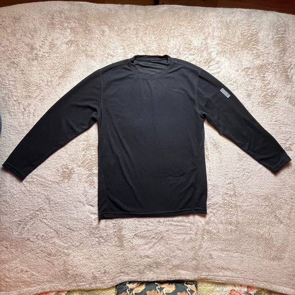 Vintage Men's Black Long Sleeve Shirt Mac Apple Waffle Thermal Crew Neck Medium - Picture 1 of 8